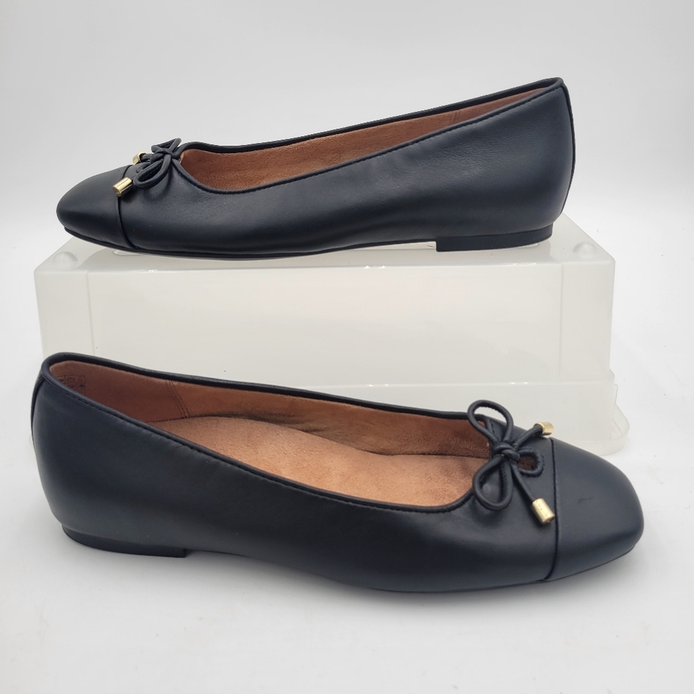 Vionic Womans Klara Ballet Flat Black Size 8 Square Toe Bow Detail Leather - Picture 5 of 10